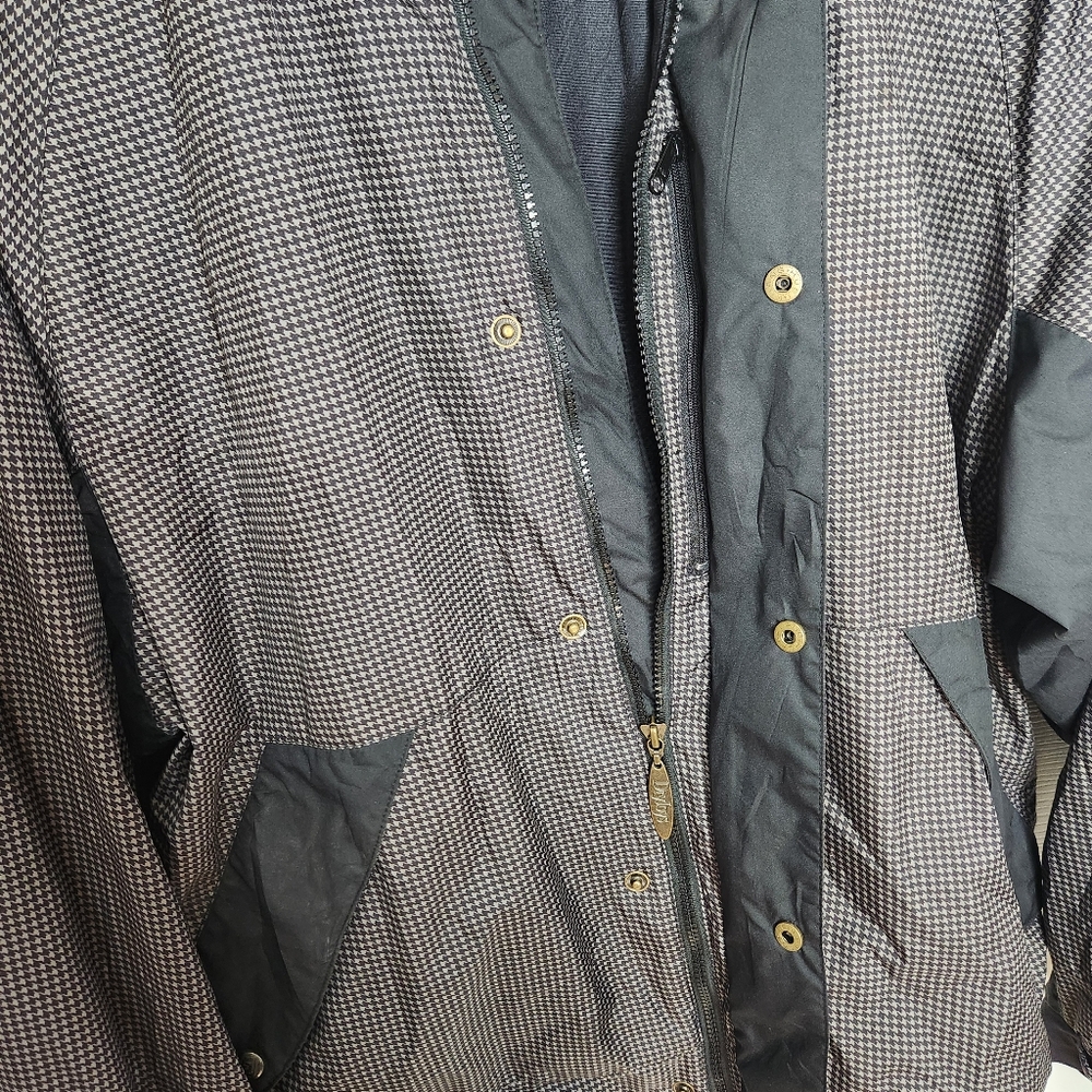 Men's DryJoys By FootJoy Houndstooth Black Beige Rain Golf Jacket Size Large - Picture 7 of 14